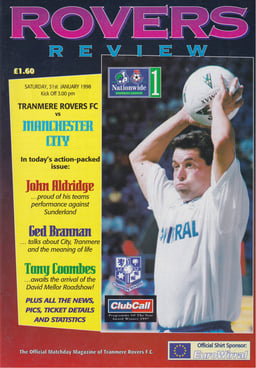 Tranmere Rovers v Manchester City Match Programme 1998-01-31